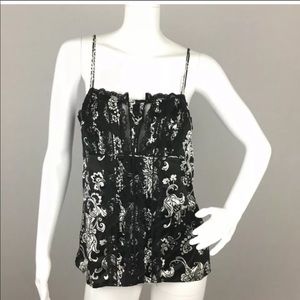 White House Black Market Lace Trim Silk Tank Cami
